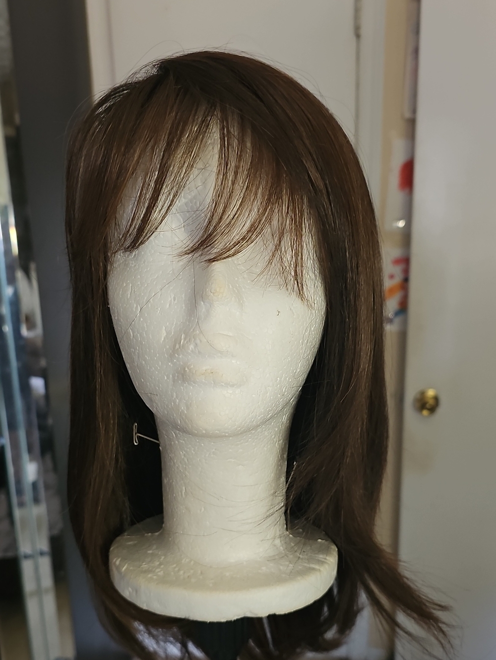 IMAN Straight Brown Synthetic Wig with Soft Bangs